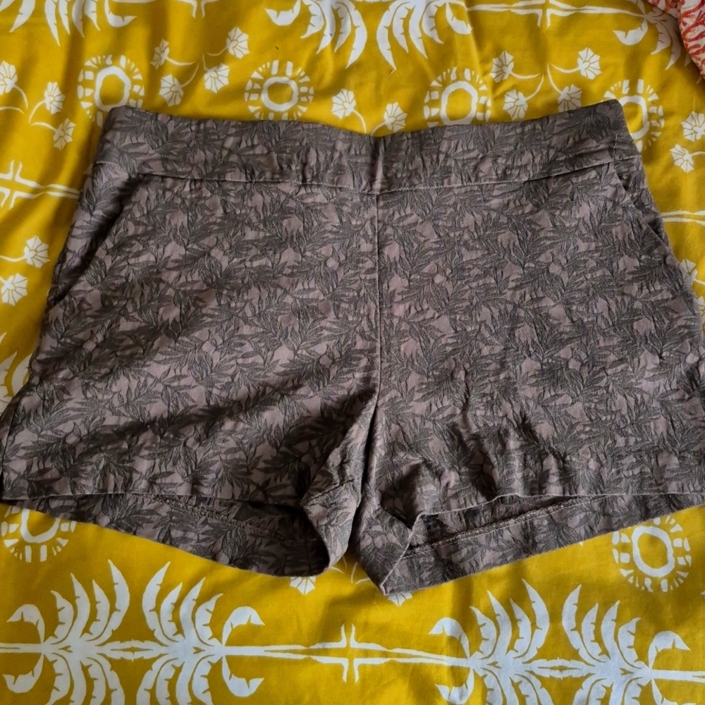 Olive Green Shorts with tropical print